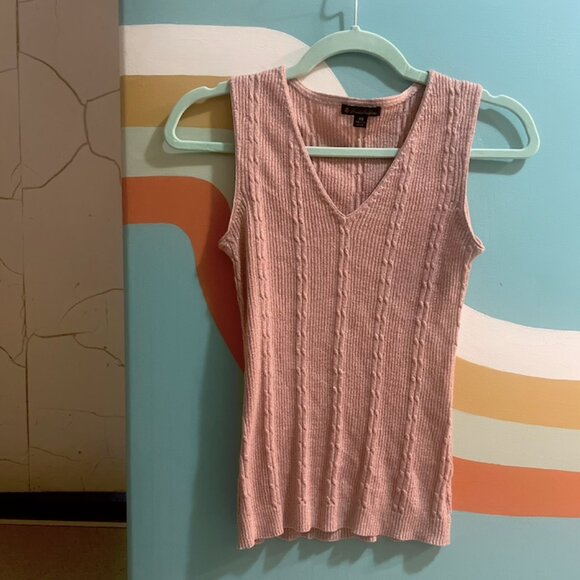 Blush Pink Sparkly Brooks Brothers Stretch Knit Top Sleeveless Knit - Picture 6 of 12
